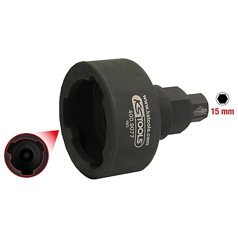 Schwarzer Spezialschlüssel mit KS Tools-Logo und der Aufschrift 15 mm.